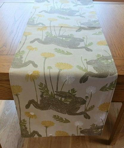 Table Runner March Hare Rabbit , Easter Table Runner , Bunny Beige Table Runner 36" 48" 54" 60" 64" 72" 84" 96" 104" Handmade - CushionCoverAndDecor