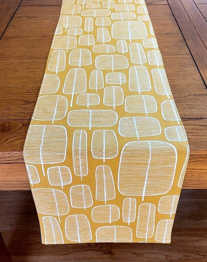 Table Runner MissPrint Little Trees , Yellow Ochre Table Runner , Table Runner UK 36" 48" 54" 60" 64" 72" 84" 96" 104" Handmade 100%Cotton - CushionCoverAndDecor