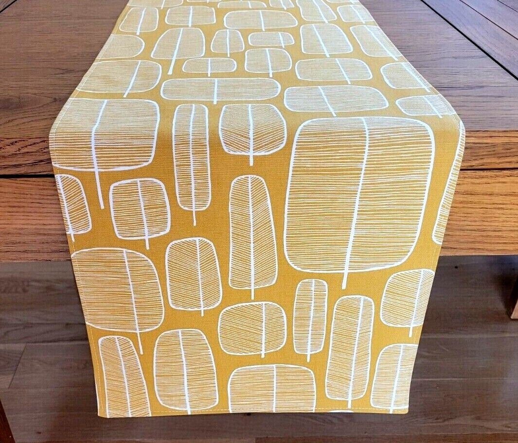 Table Runner MissPrint Little Trees , Yellow Ochre Table Runner , Table Runner UK 36" 48" 54" 60" 64" 72" 84" 96" 104" Handmade 100%Cotton - CushionCoverAndDecor