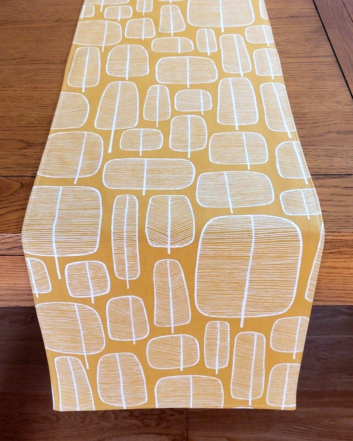 Table Runner MissPrint Little Trees , Yellow Ochre Table Runner , Table Runner UK 36" 48" 54" 60" 64" 72" 84" 96" 104" Handmade 100%Cotton - CushionCoverAndDecor