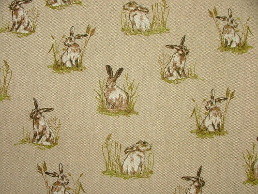 Table Runner , Napkins Hiding Hares In Grass Wild Rabbits Design , Cotton Rich Linen Look Fabric , Easter 36" 48" 54" 60" 64" 72" 84" 96" - CushionCoverAndDecor