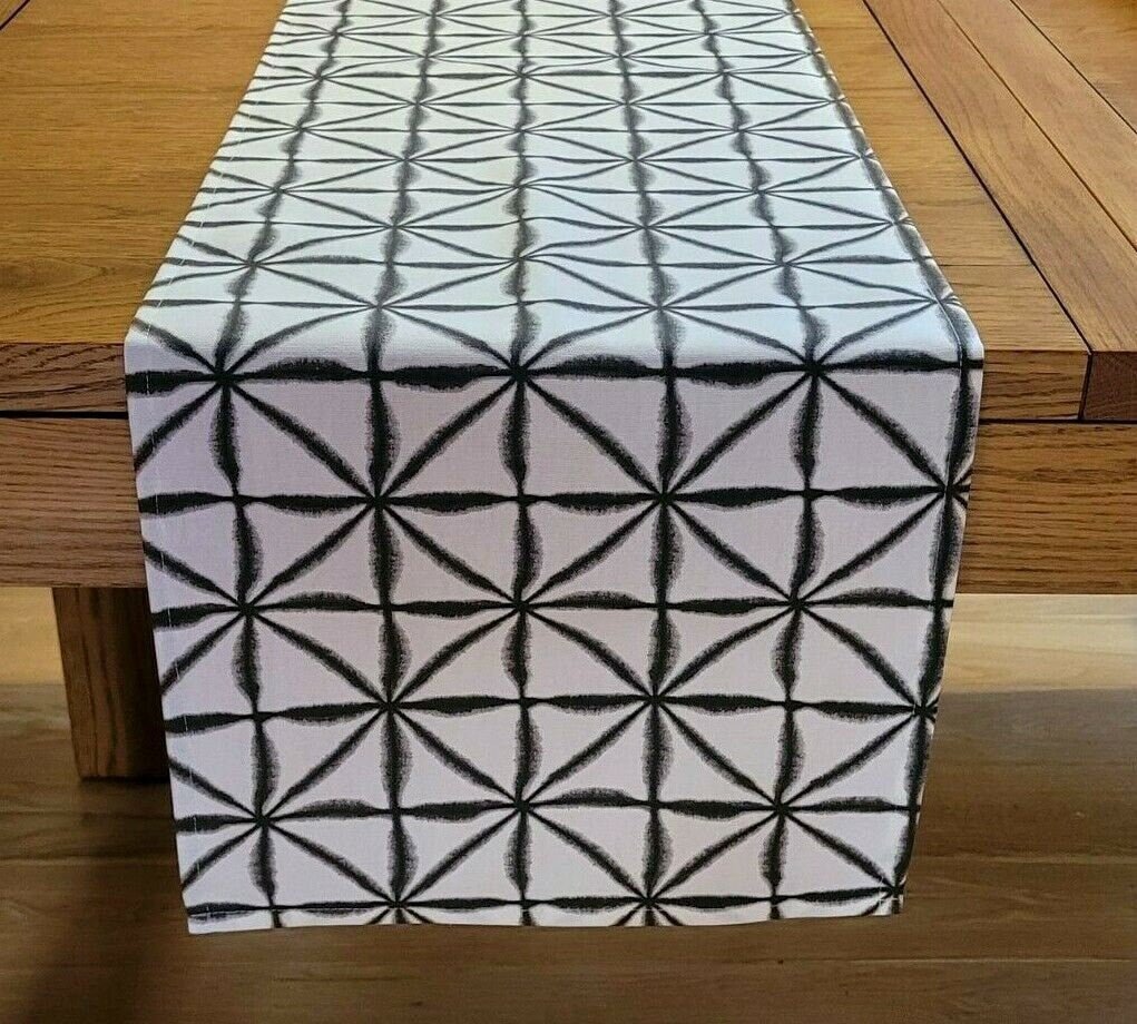 Table Runner , Napkins Nussa Charcoal Black Abstract Geometric Design 36" 48" 54" 60" 64" 72" 84" 96" 104" , Table Runner UK - CushionCoverAndDecor