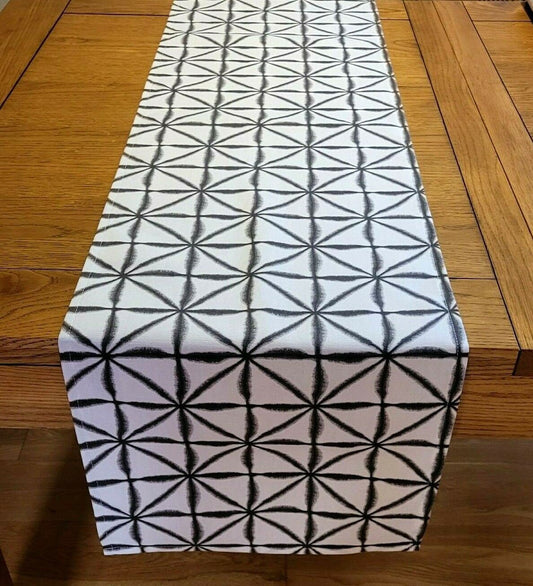 Table Runner , Napkins Nussa Charcoal Black Abstract Geometric Design 36" 48" 54" 60" 64" 72" 84" 96" 104" , Table Runner UK - CushionCoverAndDecor