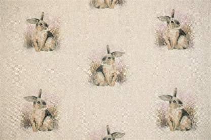 Table Runner , Napkins Rabbit All Over Design , Cotton Rich Linen Look Fabric , Easter Table Runner 36" 48" 54" 60" 64" 72" 84" 96" 104" - CushionCoverAndDecor