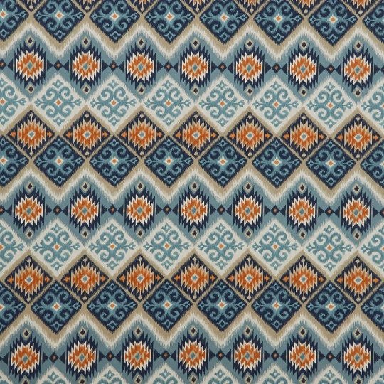 Table Runner Navajo Aztec Indigo Teal Blue Orange Design , Geometric Table Runner 48" 54" 60" 64" 72" 84" 96" 104" Handmade 100%Cotton - CushionCoverAndDecor