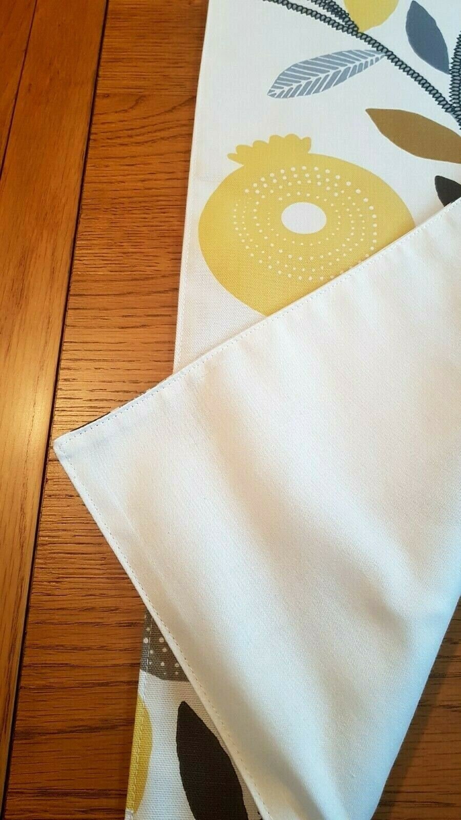 Table Runner Ochre Yellow Blue Grey Pomegranate Trail Design 36" 48" 54" 60" 64" 72" 84" 96" 104" ILiv Handmade 100%Cotton - CushionCoverAndDecor