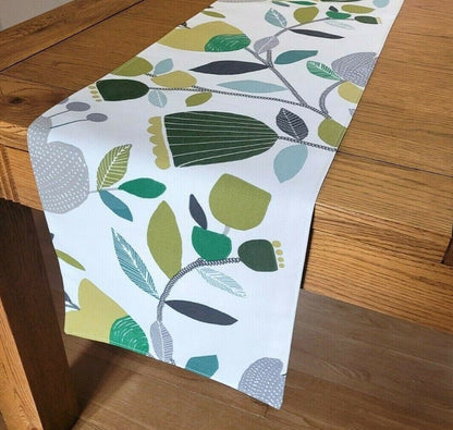 Table Runner Pomegranate Trail Kiwi Green Floral Design 36" 48" 54" 60" 64" 72" 84" 96" 104" Handmade 100% Cotton - CushionCoverAndDecor