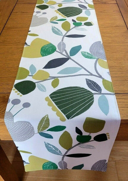 Table Runner Pomegranate Trail Kiwi Green Floral Design 36" 48" 54" 60" 64" 72" 84" 96" 104" Handmade 100% Cotton - CushionCoverAndDecor