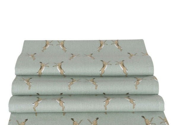 Table Runner Sophie Allport Boxing Hares Green Fabric , Easter Table Runner 48" 54" 60" 64" 72" 84" 96" 104" - CushionCoverAndDecor