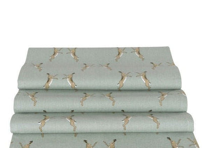 Table Runner Sophie Allport Boxing Hares Green Fabric , Easter Table Runner 48" 54" 60" 64" 72" 84" 96" 104" - CushionCoverAndDecor