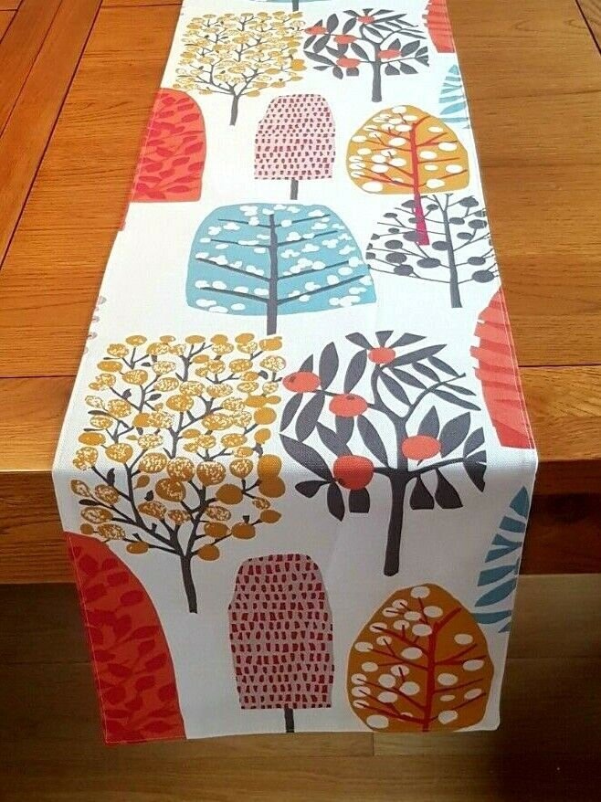 Table Runner Spice Orange Tree Blossom Design Clarke & Clarke 36" 48" 54" 60" 64" 72" 84" 96" 104" Handmade 100% Cotton - CushionCoverAndDecor