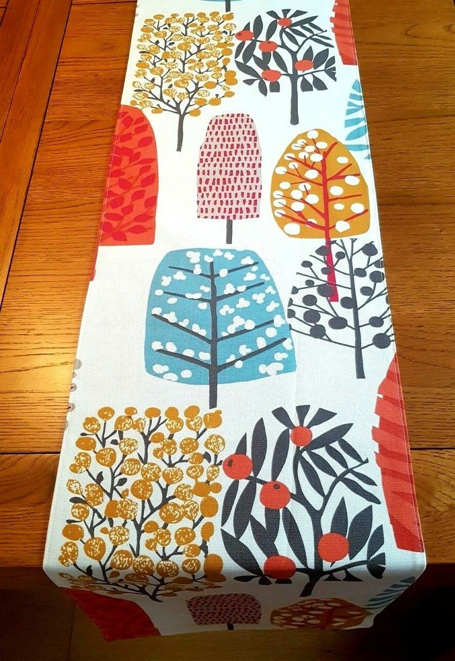 Table Runner Spice Orange Tree Blossom Design Clarke & Clarke 36" 48" 54" 60" 64" 72" 84" 96" 104" Handmade 100% Cotton - CushionCoverAndDecor