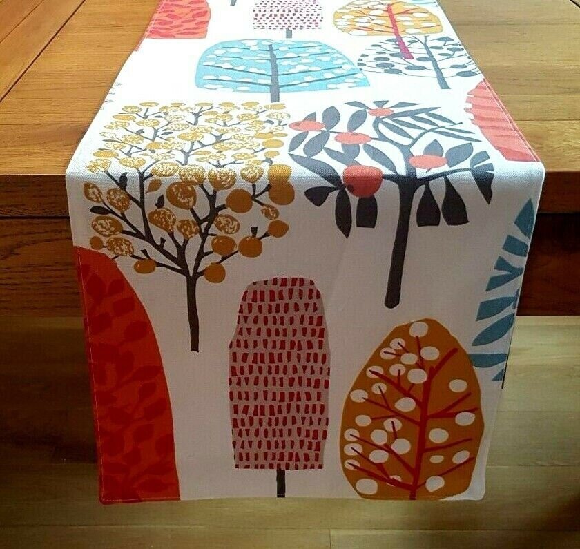 Table Runner Spice Orange Tree Blossom Design Clarke & Clarke 36" 48" 54" 60" 64" 72" 84" 96" 104" Handmade 100% Cotton - CushionCoverAndDecor