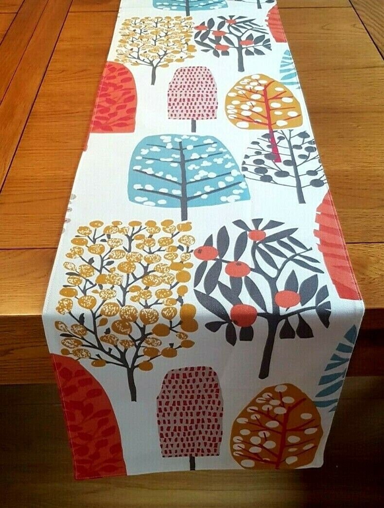 Table Runner Spice Orange Tree Blossom Design Clarke & Clarke 36" 48" 54" 60" 64" 72" 84" 96" 104" Handmade 100% Cotton - CushionCoverAndDecor