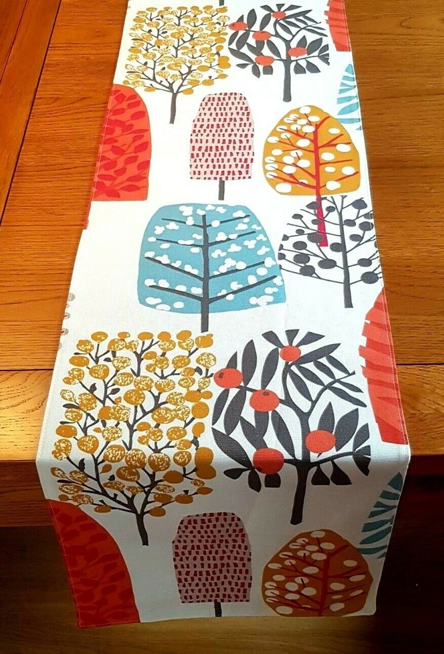 Table Runner Spice Orange Tree Blossom Design Clarke & Clarke 36" 48" 54" 60" 64" 72" 84" 96" 104" Handmade 100% Cotton - CushionCoverAndDecor