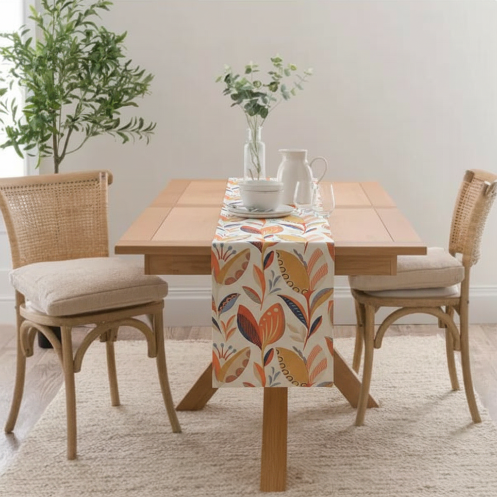 Fryetts Leon Burnt Orange Floral Table Runner