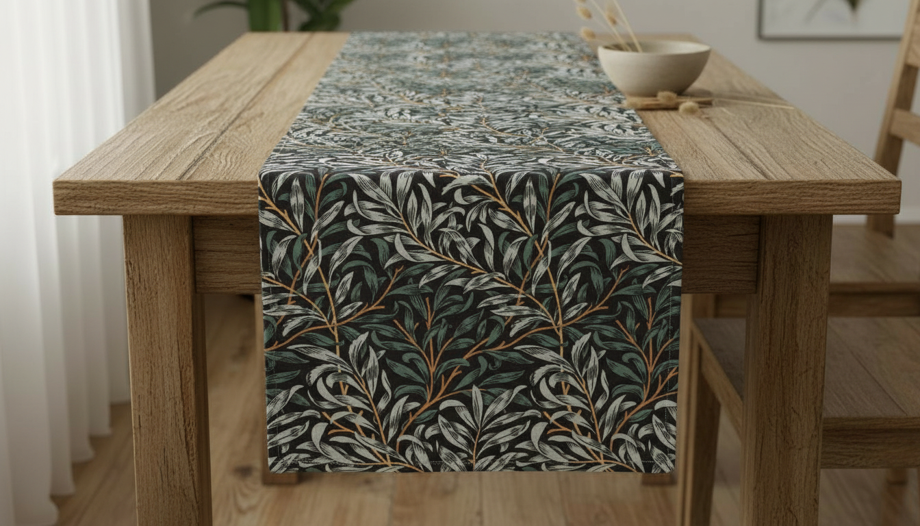 Tischläufer, Servietten mit springenden Hasen, Naturbeige-Design, Ostertischläufer, Größen: 91 cm, 122 cm, 137 cm, 152 cm, 163 cm, 183 cm, 213 cm, 244 cm, 264 cm, Handgefertigt aus 100 % Baumwolle