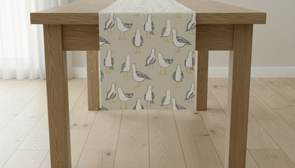 Tischläufer, Servietten mit springenden Hasen, Naturbeige-Design, Ostertischläufer, Größen: 91 cm, 122 cm, 137 cm, 152 cm, 163 cm, 183 cm, 213 cm, 244 cm, 264 cm, Handgefertigt aus 100 % Baumwolle