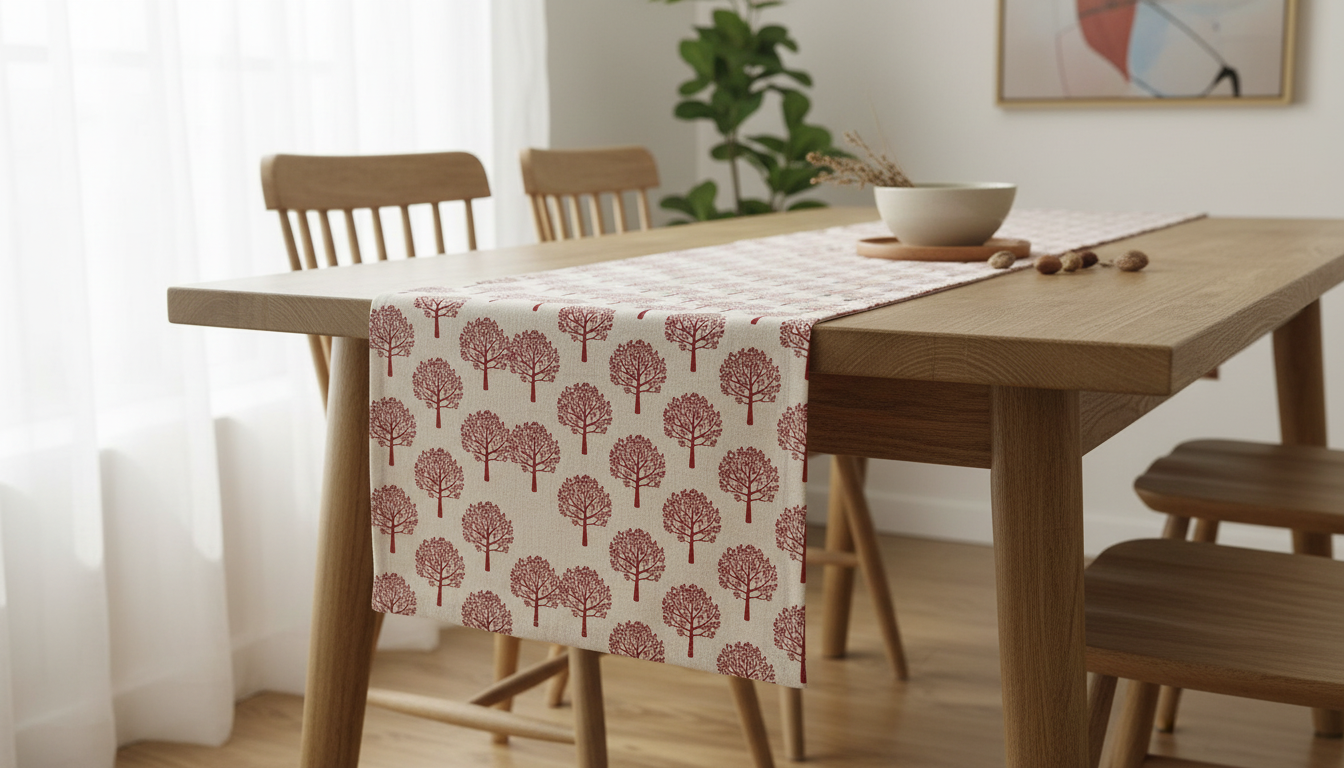 Mulberry Trees Red Table Runner