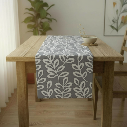 Runner da tavolo Heritage Fern Beige Marrone Uccelli Motivo floreale 36" 48" 54" 60" 64" 72" 84" 96" 104" Fatto a mano 100% cotone