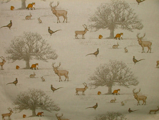 Tablecloth Fryetts Tatton Autumn Wildlife Beige Grey Orange Design 100% Cotton Handmade - CushionCoverAndDecor