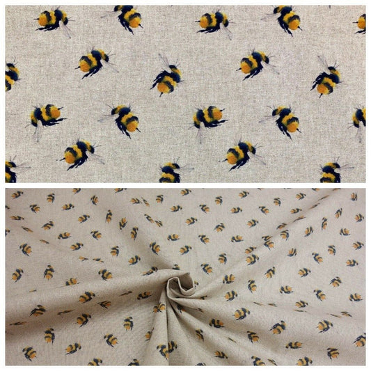 Tablecloth, Napkins Bee Bumblebee Linen-Look Cotton-Rich Fabric Design , Tablecloth UK - CushionCoverAndDecor