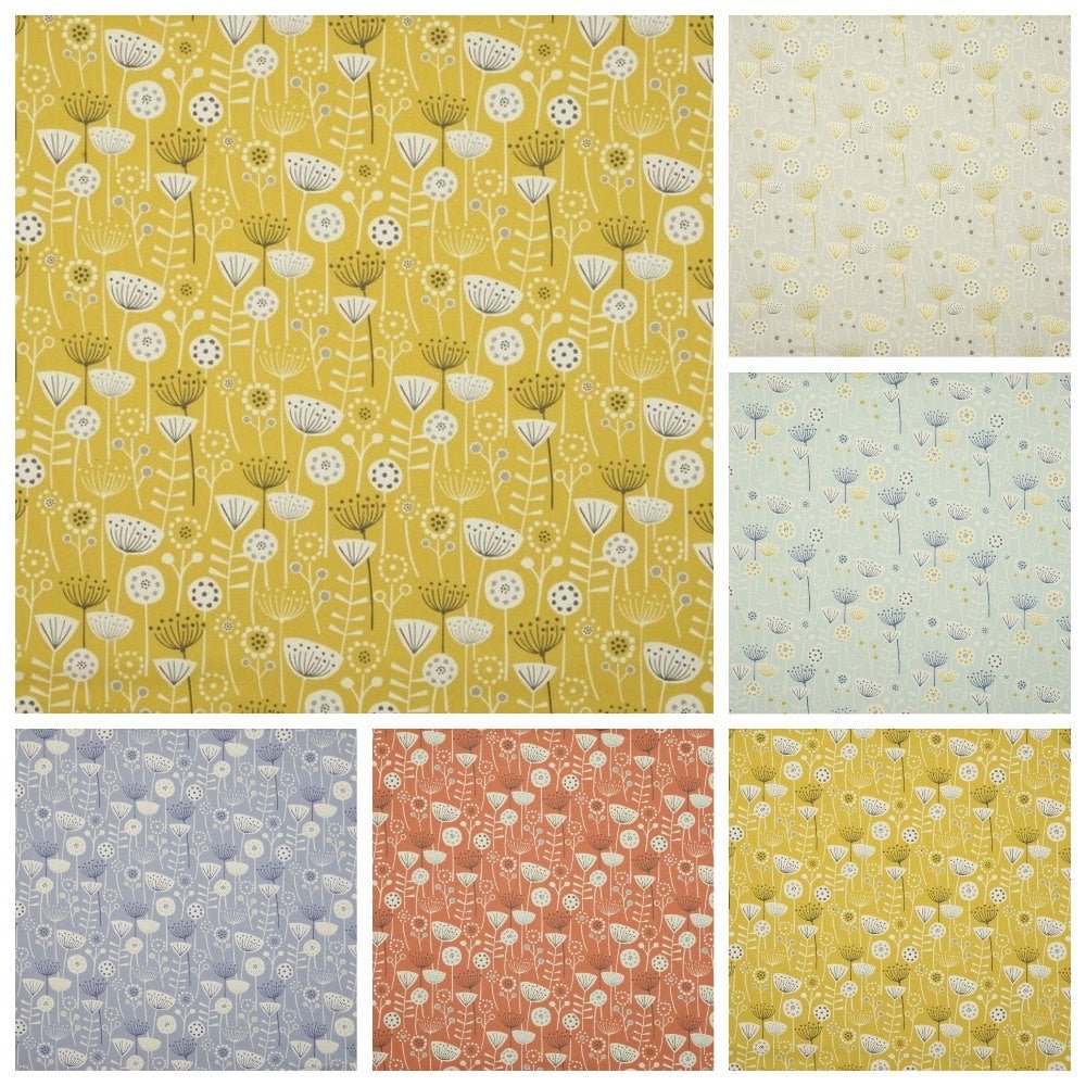 Tablecloth , Napkins Floral Scandinavian Bergen Burnt Orange , Yellow Ochre , Blue , Grey Design , Tablecloth UK - CushionCoverAndDecor