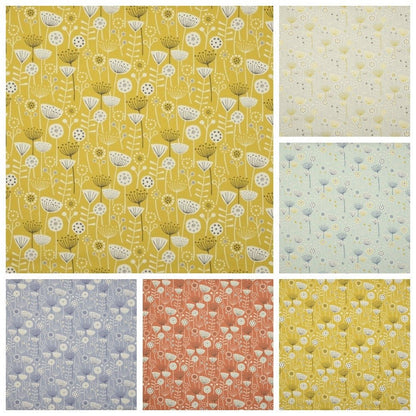 Tablecloth , Napkins Floral Scandinavian Bergen Burnt Orange , Yellow Ochre , Blue , Grey Design , Tablecloth UK - CushionCoverAndDecor