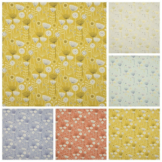 Tablecloth , Napkins Floral Scandinavian Bergen Burnt Orange , Yellow Ochre , Blue , Grey Design , Tablecloth UK - CushionCoverAndDecor