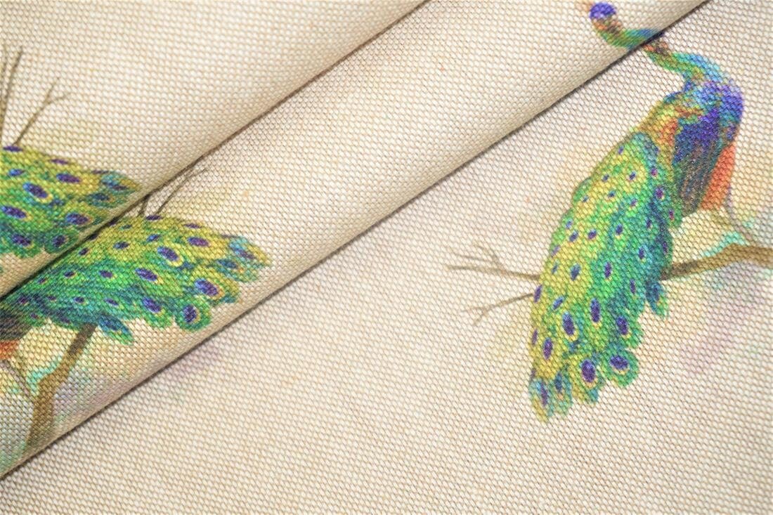 Tablecloth , Napkins Peacock All Over Design , Easter Tablecloth , Cotton Rich Linen Fabric - CushionCoverAndDecor