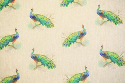 Tablecloth , Napkins Peacock All Over Design , Easter Tablecloth , Cotton Rich Linen Fabric - CushionCoverAndDecor