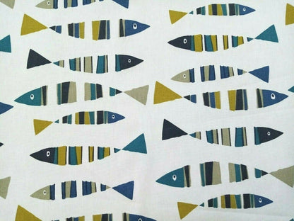 Tablecloth , Napkins Sardines Fish Colonial Blue , Tutti Frutti Multi Design 100% Cotton , Tablecloth UK - CushionCoverAndDecor