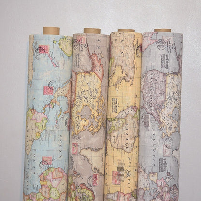 Tablecloth, Napkins Vintage World Map , Atlas Globe Cotton Rich Linen Fabric Design , Tablecloth UK - CushionCoverAndDecor
