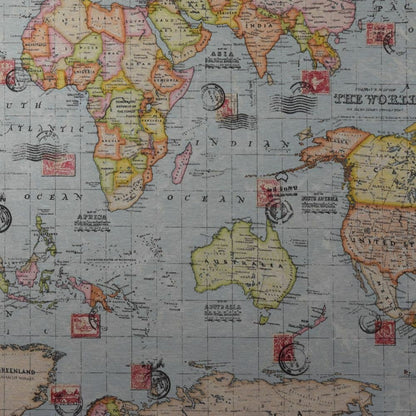 Tablecloth, Napkins Vintage World Map , Atlas Globe Cotton Rich Linen Fabric Design , Tablecloth UK - CushionCoverAndDecor