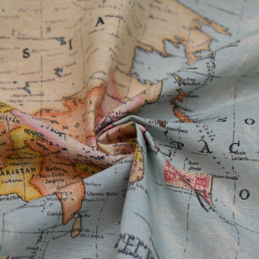 Tablecloth, Napkins Vintage World Map , Atlas Globe Cotton Rich Linen Fabric Design , Tablecloth UK - CushionCoverAndDecor
