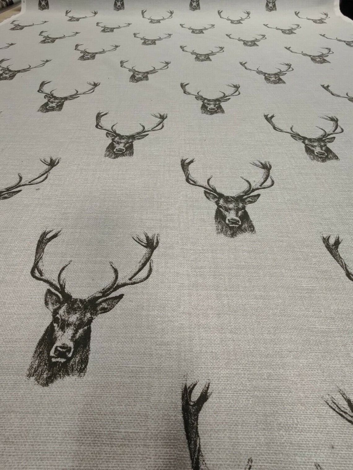 Tablecloth Stags Head Rustic Taupe Beige Background Design Fryetts 100% Cotton Handmade - CushionCoverAndDecor