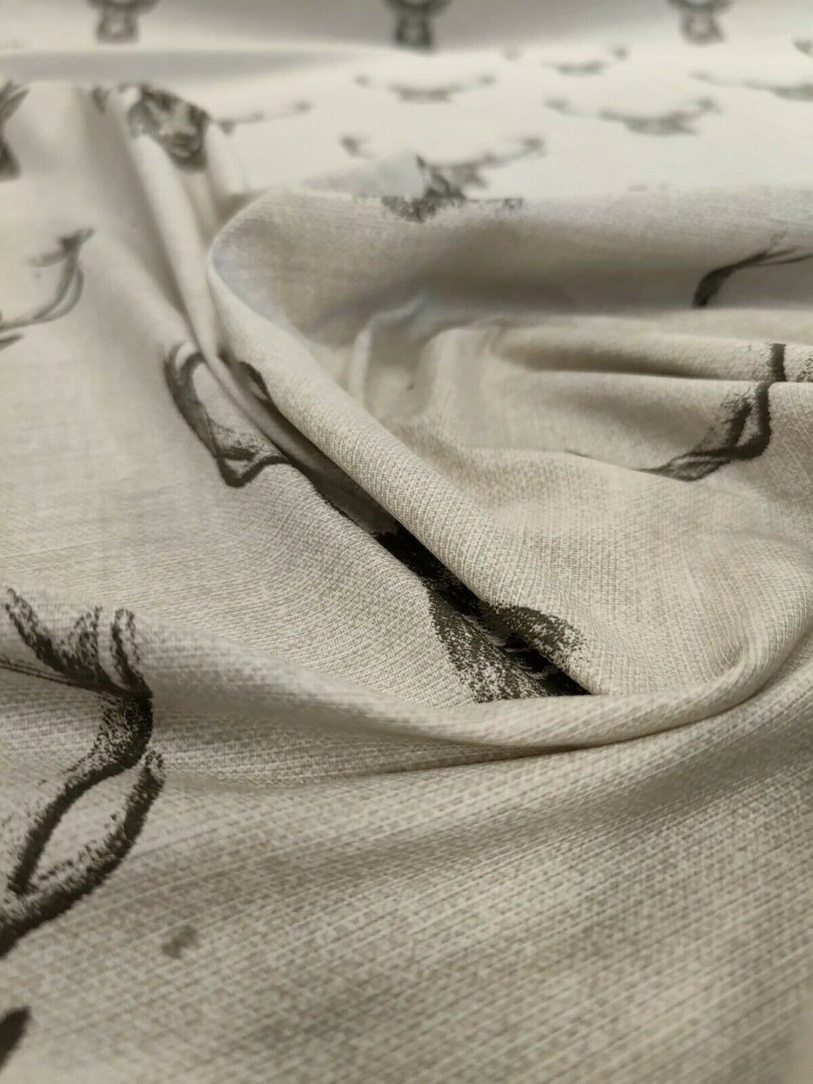 Tablecloth Stags Head Rustic Taupe Beige Background Design Fryetts 100% Cotton Handmade - CushionCoverAndDecor