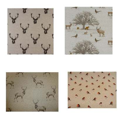 Tablecloth Stags Head Rustic Taupe Beige Background Design Fryetts 100% Cotton Handmade - CushionCoverAndDecor