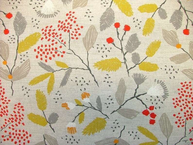 Tea Towels , Kitchen Towels Ashley Wilde Scandi Trail Grey Red Yellow Floral Design - CushionCoverAndDecor