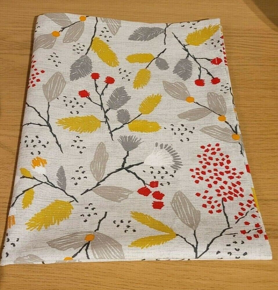 Tea Towels , Kitchen Towels Ashley Wilde Scandi Trail Grey Red Yellow Floral Design - CushionCoverAndDecor