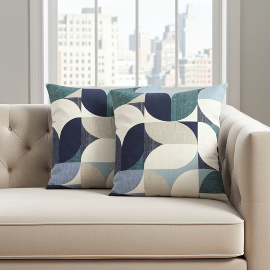 Reno Navy Mineral Geometric Cushion Cover