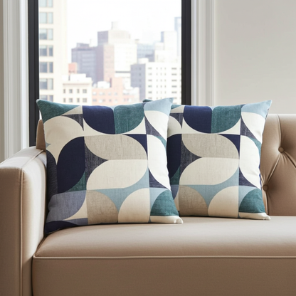 Reno Navy Mineral Geometric Cushion Cover