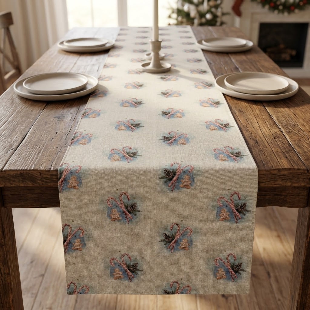 Festive Candy & Gingerbread Man Christmas Table Runner