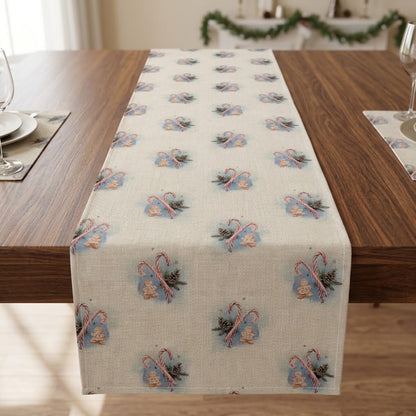 Festive Candy & Gingerbread Man Christmas Table Runner