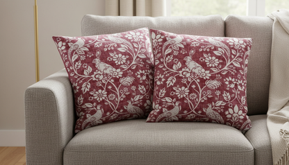 Heathland Rouge Floral Wildlife Hares Game Cushion Cover