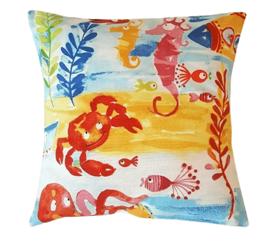 Under The Sea Cushion Cover , Blue Orange Pillow Cover , Kids Cushion , Decorative Cushion , Throw Pillow Cover UK - CushionCoverAndDecor