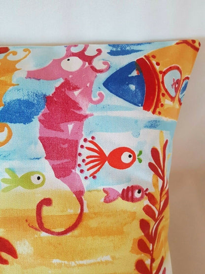 Under The Sea Cushion Cover , Blue Orange Pillow Cover , Kids Cushion , Decorative Cushion , Throw Pillow Cover UK - CushionCoverAndDecor