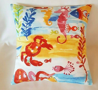 Under The Sea Cushion Cover , Blue Orange Pillow Cover , Kids Cushion , Decorative Cushion , Throw Pillow Cover UK - CushionCoverAndDecor