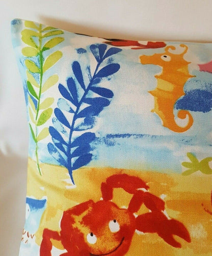 Under The Sea Cushion Cover , Blue Orange Pillow Cover , Kids Cushion , Decorative Cushion , Throw Pillow Cover UK - CushionCoverAndDecor