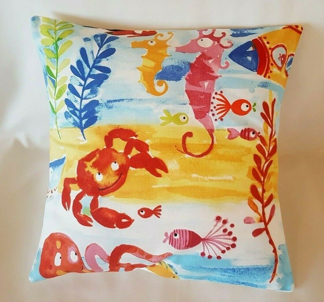 Under The Sea Cushion Cover , Blue Orange Pillow Cover , Kids Cushion , Decorative Cushion , Throw Pillow Cover UK - CushionCoverAndDecor